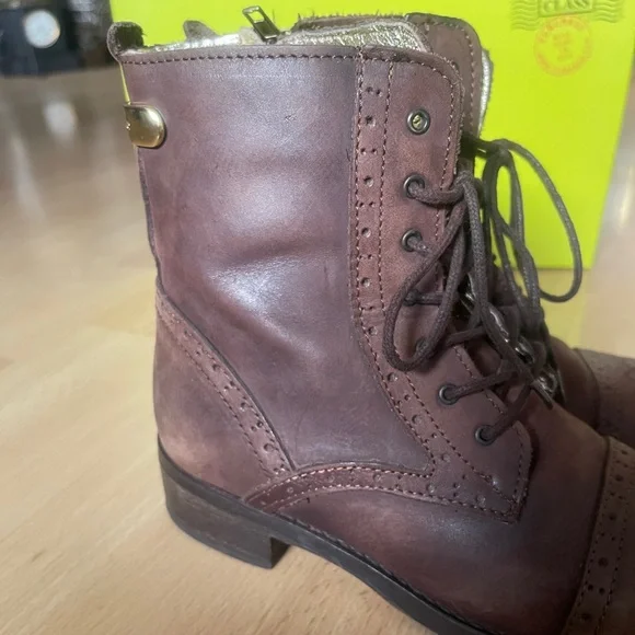 TED BAKER LONDON Combat Lace up Boots / Distressed Brown Leather / Size 7 - Picture 5 of 12